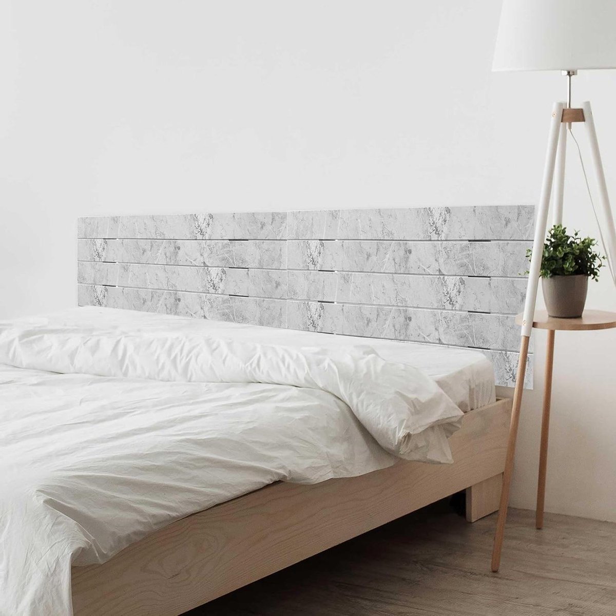 Hoofdbord Palletstijl - Bed hoofdeinde - Slaapkamer Decoratie - Gerecycled MDF-hout - 220cm Dual - Marmer Afwerking