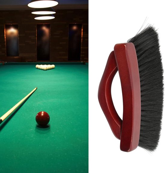Biljarttafelborstel - Pooltafelborstel Reiniger - Tafel Reinigen - Ergonomische Houten Handgreep - Zachte Stevigheid - Wijnrood met Zwart — afbeelding 3