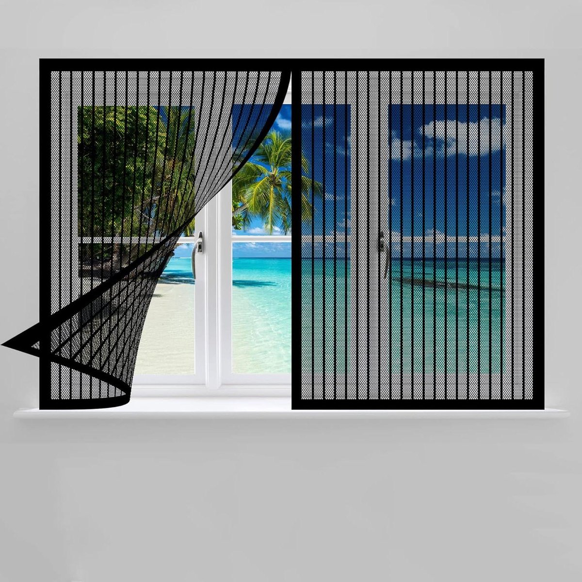 Horren voor raam - Insectenhor raam - Frisse lucht binnen - Magnetische sluiting - 50 x 50 cm - Zwart