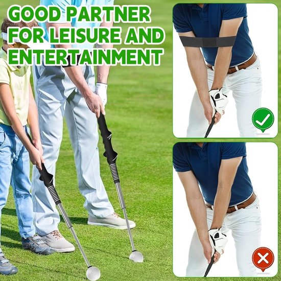 Retractable Golf Training Aid - Golf Swing Trainer - Golftechniek Verbeteren - Met Geluidssignaal - 40-67.5 cm - Zwart — afbeelding 3