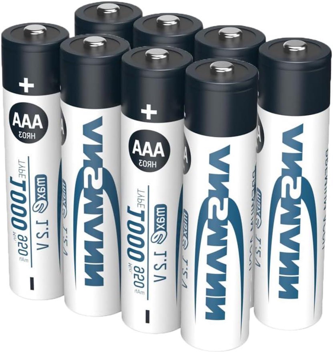 AAA Oplaadbare Batterijen - Micro Batterijen - Apparaten Voeden - Hoge Capaciteit - 8 stuks - Grijs