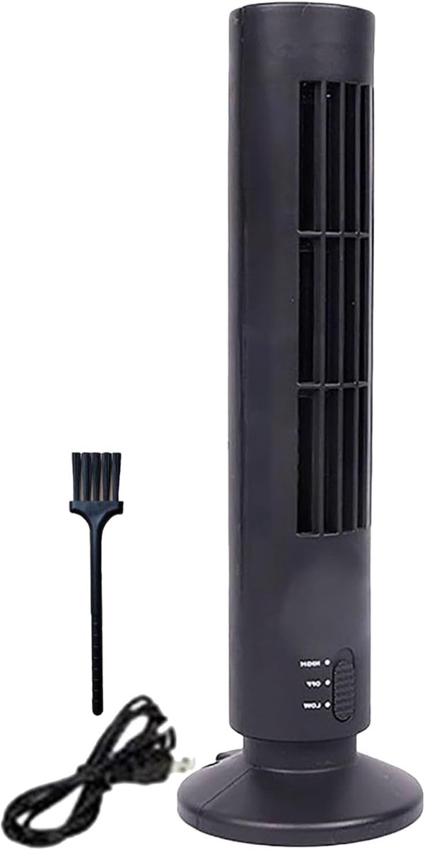 Torenventilator - Bladloze Ventilator - Ruimte Koelen - Energie-efficiënt - 10.8 x 11 x 10.8 cm - Zwart