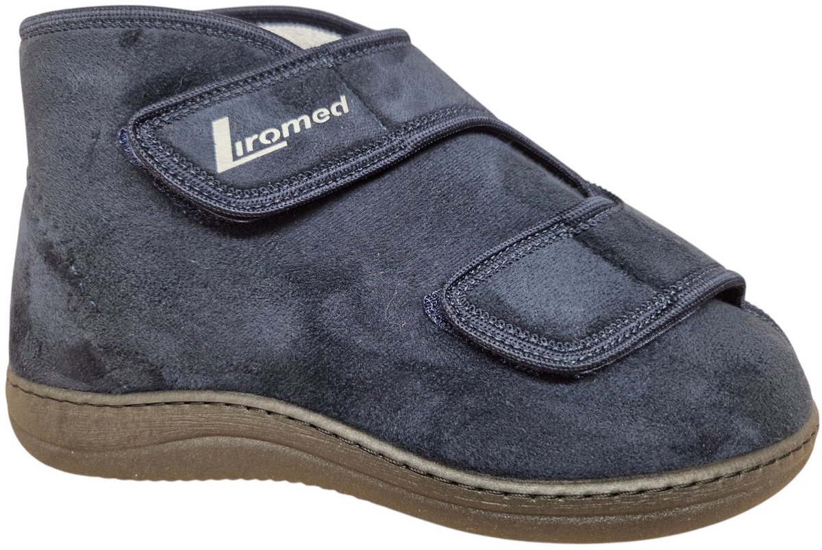 Liromed Almere Marine 477-20Z5 Medische Pantoffels Velous Zwart Uniseks Zorgvergoeding Mogelijk - Blauw - 42