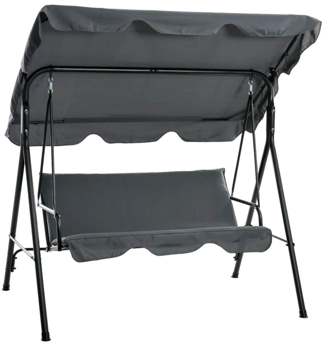 Hollywood Schommel - Schommelbank met Zonnedak & Kussens - 3-zits Tuinbank - Tuinschommel 3 Personen - tot 240 kg - Tuinmeubelen - voor Tuin, Terras, Balkon - Grijs