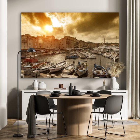 Décoration murale Métal - Peinture Aluminium Industriel - Ciel Oranje sur Saint-Tropez en France - 150x100 cm - Dibond - Photo sur aluminium - Décoration murale industrielle - Pour le salon / chambre