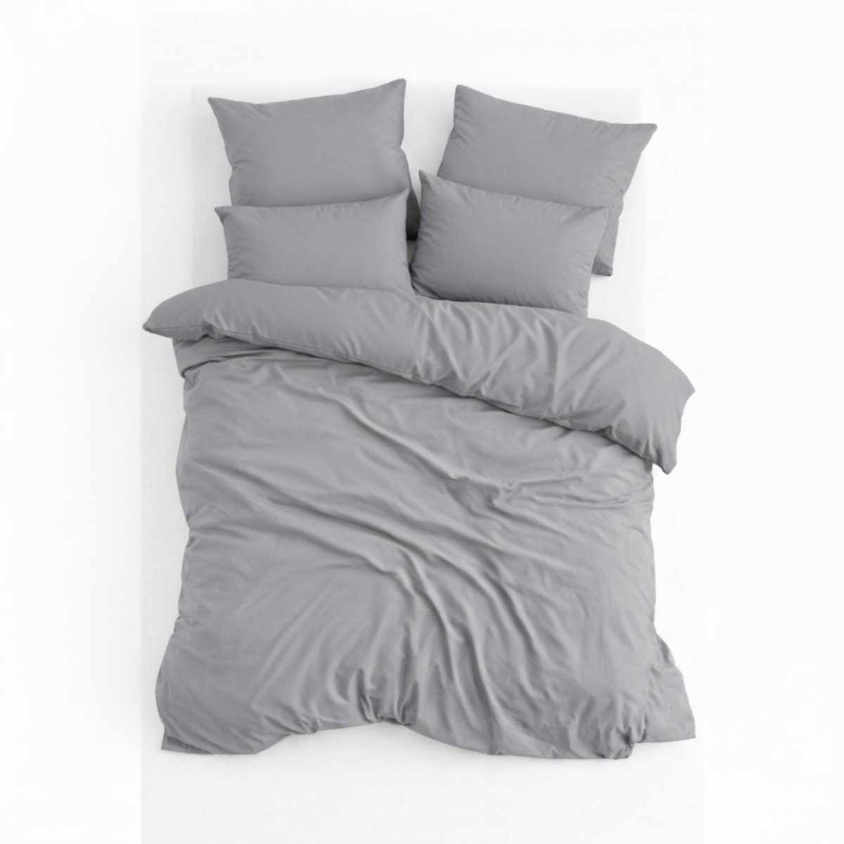 Dekbedovertrek, Dubbelzijdig, 100% Renforcé Katoen, Eenpersoons, 160x220 cm, Inclusief Kussensloop 60x70 cm, Grijs, Omkeerbaar, Dekbedovertrekset, Zacht & Ademend, Dekbedovertrekken, De Linde Home