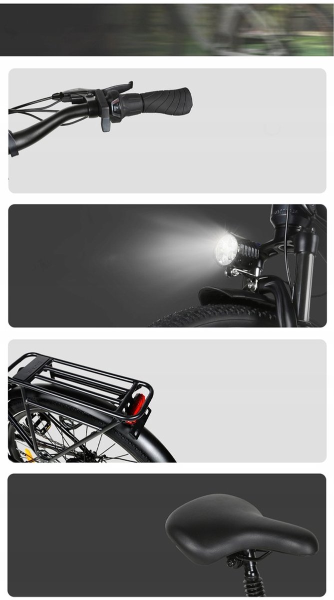 Samebike RSA01Pro-T 26'' Elektrische Fiets - 36V 15Ah, 90km Bereik, 250W Motor, 7-Speed Shimano, Dubbel Geveerd - Zwart van Merkloos — afbeelding 3