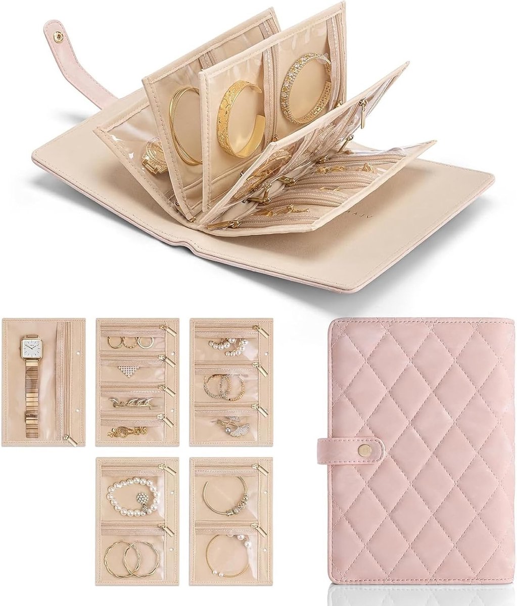 Sieradenbox voor vrouwen - Reis sieradenhouder, oorbellenorganiser en cadeau voor meisjes en dames, geschikt voor ringen, kettingen en armbanden