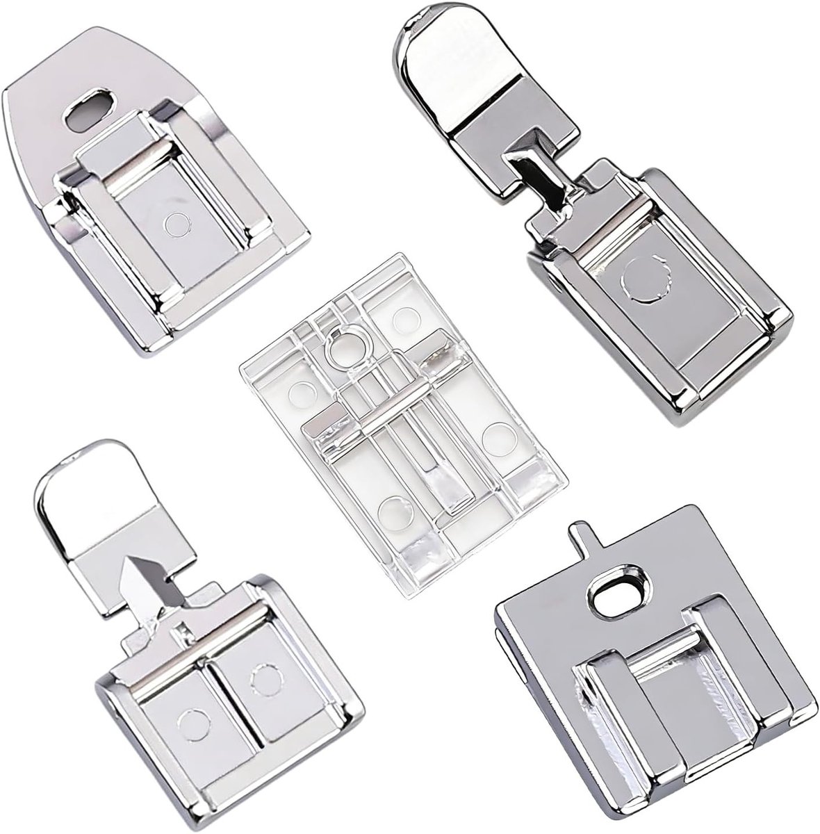 Set van 5 Universele Naaimachine Voeten, Inclusief Transportvoet en Onzichtbare Ritsvoet, Geschikt voor Lage Schacht Naaimachines, Accessoires voor Naaien en Quilten
