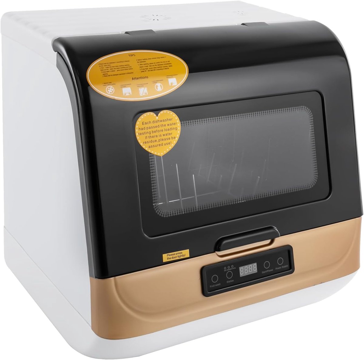 Mini Vaatwasser Compacte Vaatwasser Kleine Keuken 3 Wasprogramma's 45x40x45 cm Goud Wit