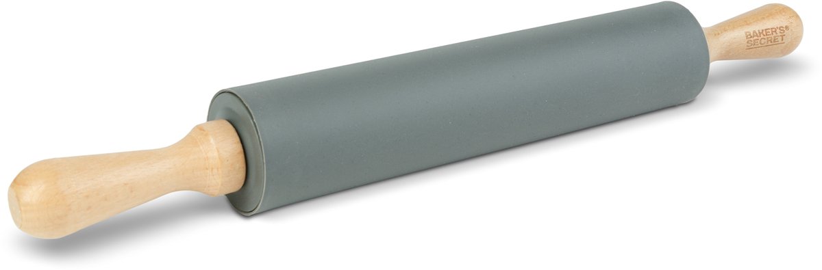 Deegroller met Siliconen Coating - 43 cm - Anti Kleef Deegrol met Houten Handgrepen - Bakroller voor Pizza - Fondant - Koekjes en Taartdeeg - Siliconen Deegroller - Bakgereedschap [BS40544]