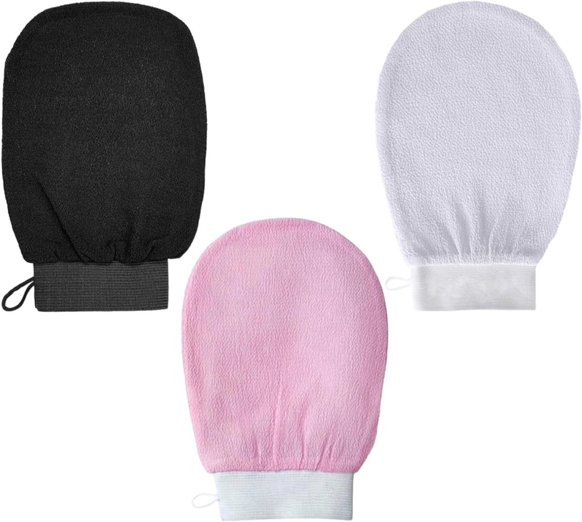 3 Stuks Exfoliërende Douchehandschoenen voor een Zachte Huid