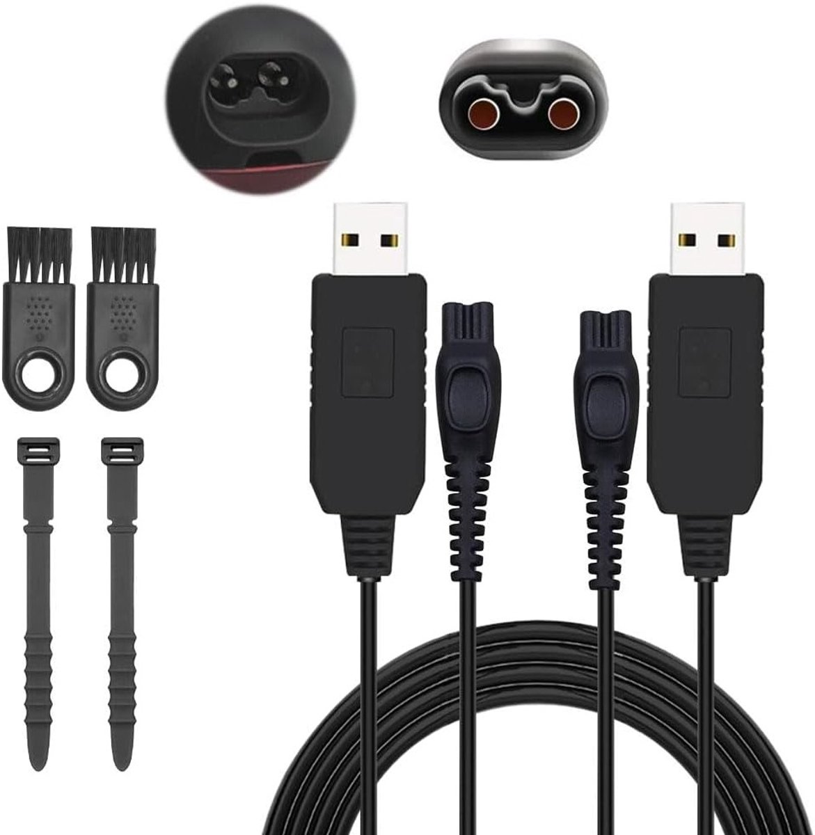 15V USB Oplader voor Scheerapparaten, 2 Stuks Vervangende Oplaadkabel voor Oneblade en Norelco Series 3000 5000 7000 9000, Compatibel met QP6510 QP6620 MG5750 MG7790
