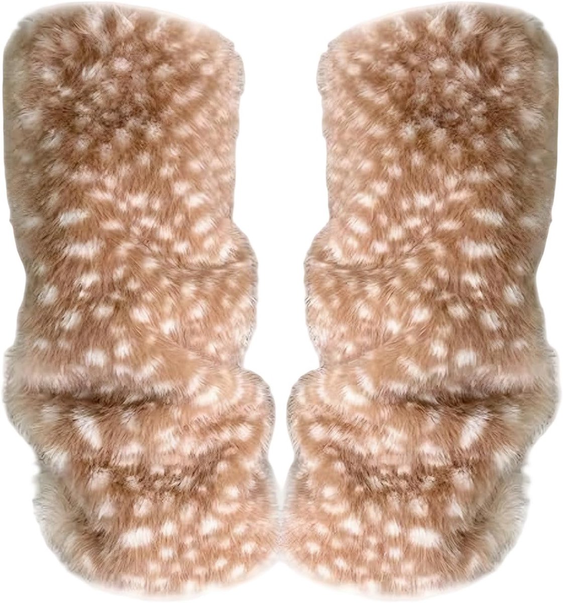 Beenwarmers Hertenprint - Zachte Laarshoezen - Winterse Warmte - Elastisch Pluche Ontwerp - 40 cm Lengte - Bruin