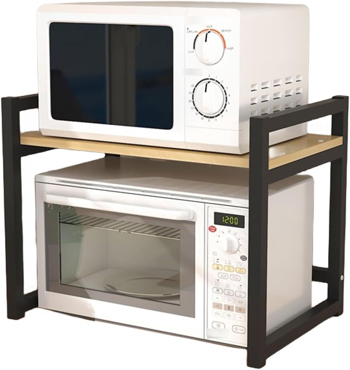 Magnetron Rek - Keuken Opslag - Ruimte Besparen - Dubbellaags Ontwerp - 57x37cm - Noyer Clair Zwart