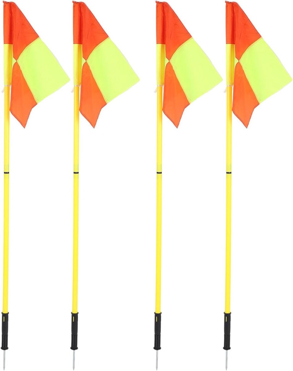 Set van 4 Voetbalvlaggen van 1,5 meter - Hoektraining Vlaggen voor Buiten met Opbergtas - Ideaal voor Voetbalvelden en Sporttraining