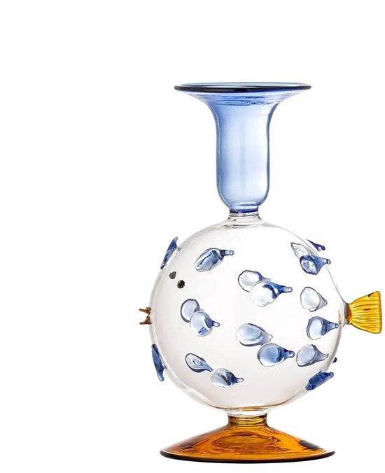 Kandelaar glas blauw Phila 11cm