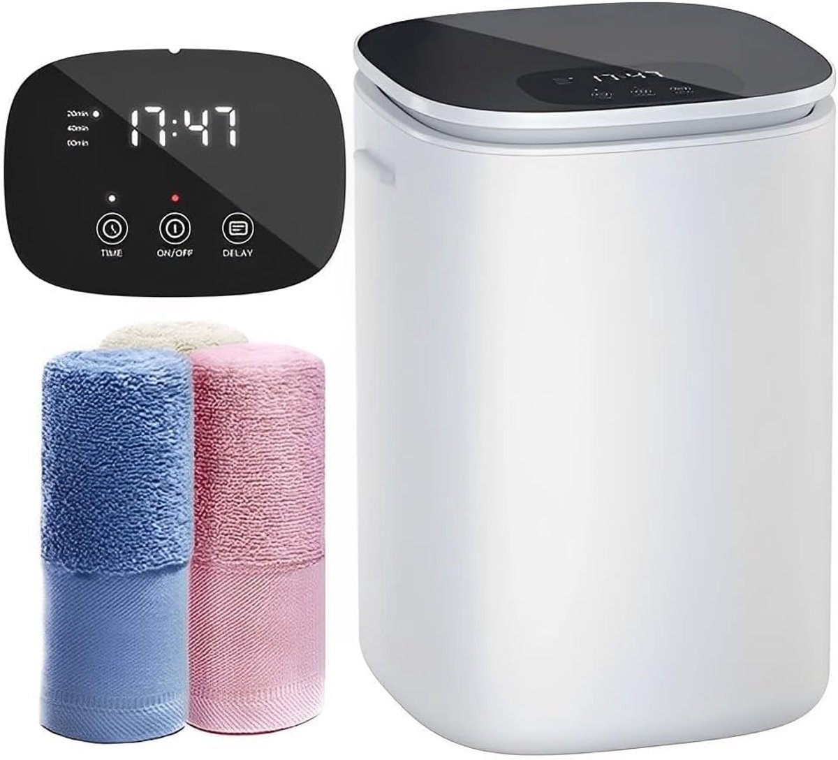 Handdoek Warmer - Badkamer Emmer - Ontspannen Luxe - Instelbare Timer - 23L Volume - Wit