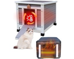 Dierenhuis Buiten - Huisdierverblijf Buiten - Bescherming Dieren - Geïsoleerde Voering - 43x51x42 cm - Grijs
