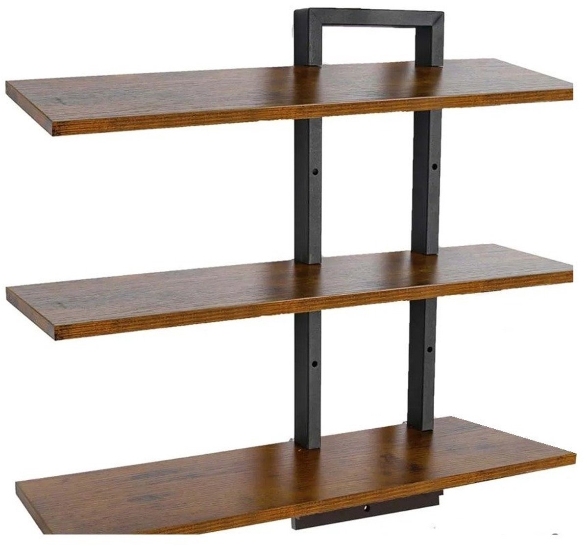 Wandplank kruidenrek - 3 - laags - hout en metaal - 52 x 15 x 48 cm