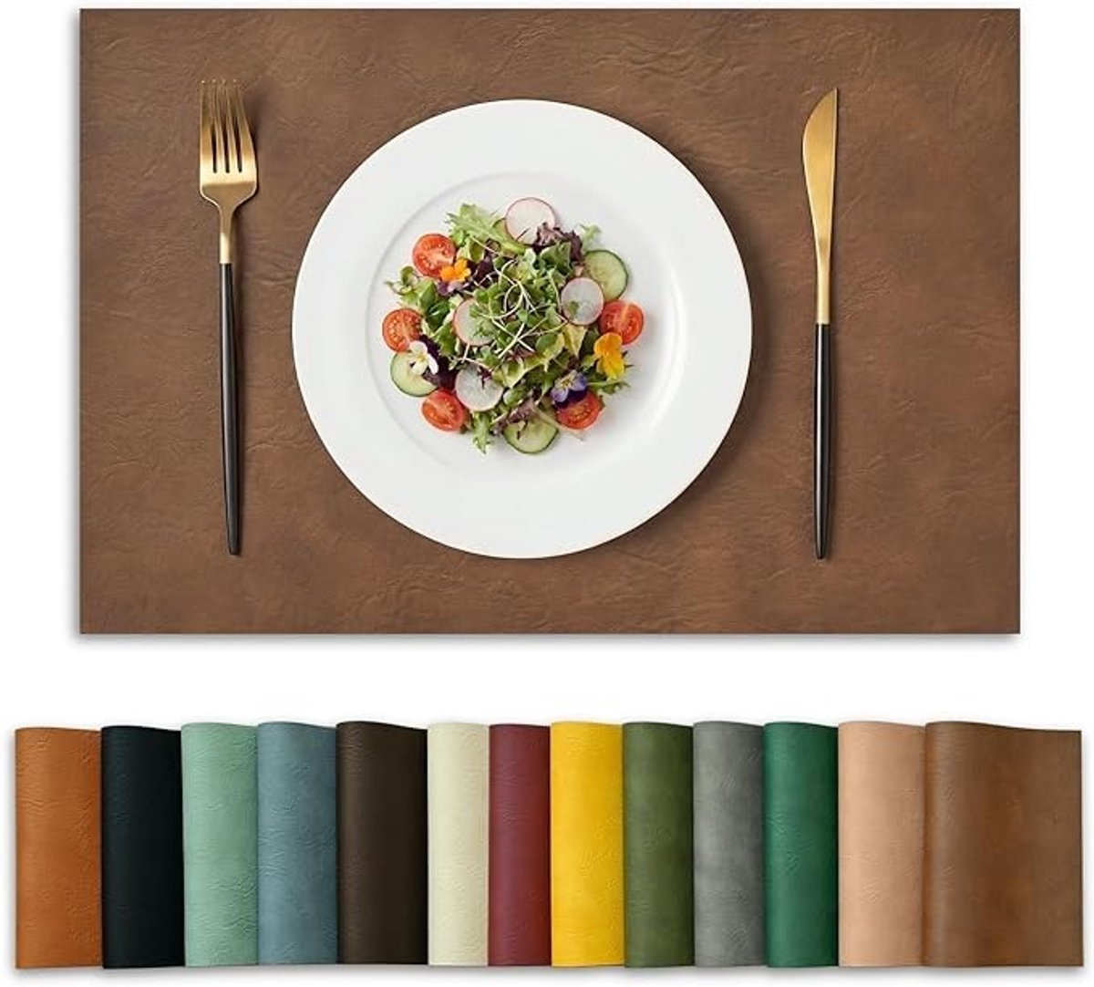 Placemat set bruin 4 stuks - 30x45 cm - antislip en hittebestendig