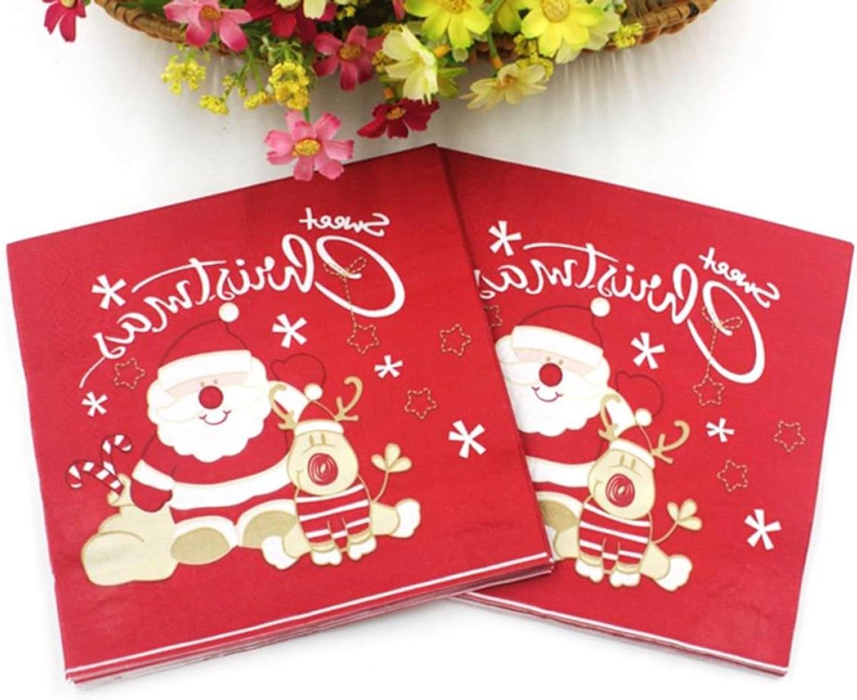 Kerst Servetten - Feest Tissues - Tafel Decoratie - Vrolijk Design - 20 Stuks - Multicolor