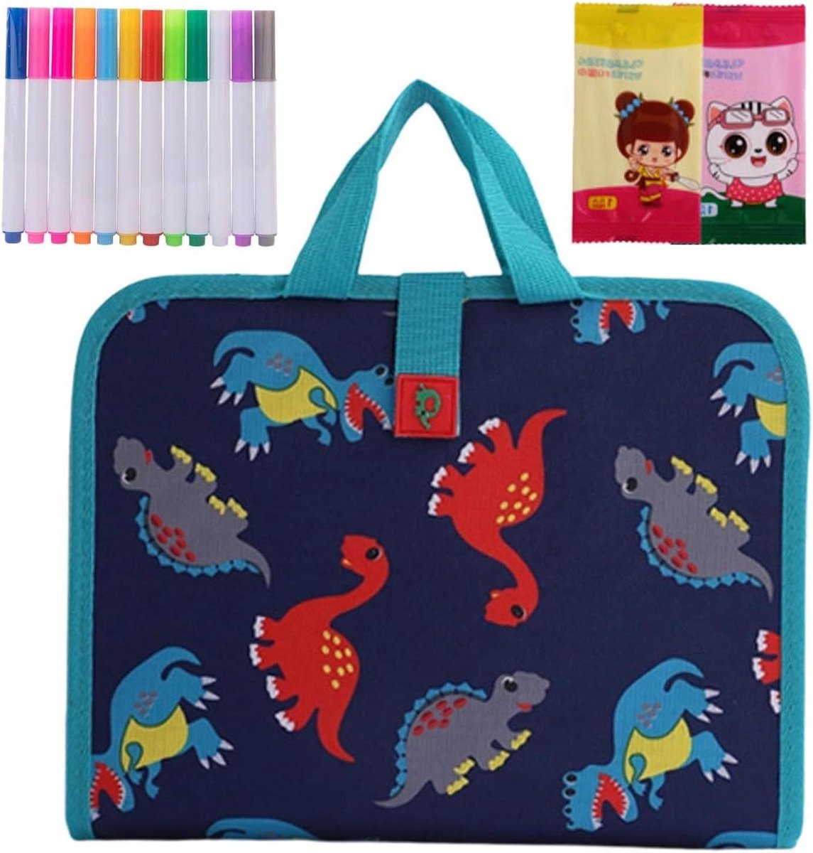 Krabbelboek - Tekentablet Kinderen - Creatief Tekenen - Uitwisbare Vellen - 12 Stiften - Blauw