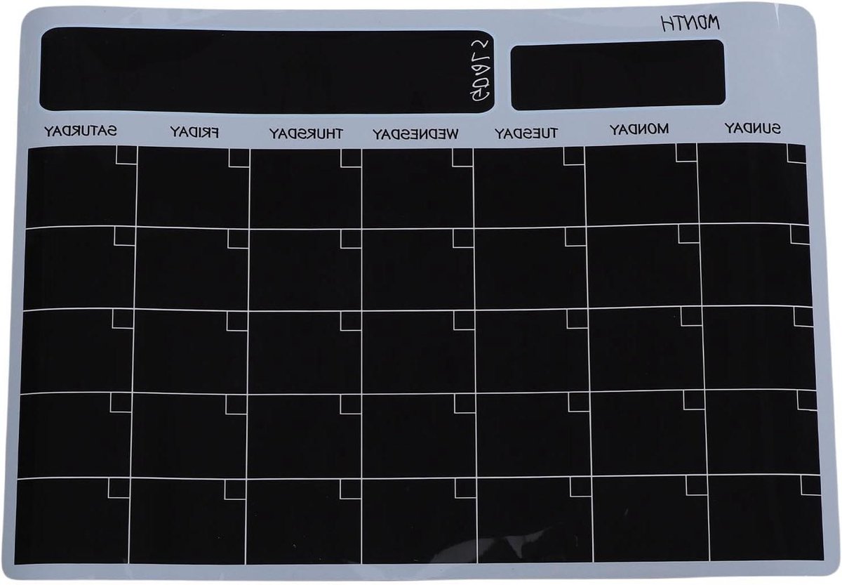 Koelkast Kalender - Maandplanner - Keuken Organiseren - Sterke Magnetische Grip - 34 x 6 x 6 cm - Zwart