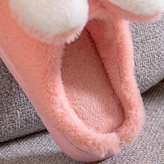Babyslofjes - Konijn print - Thuis warm - Zachte voering - 12-18 maanden - Roze — afbeelding 2