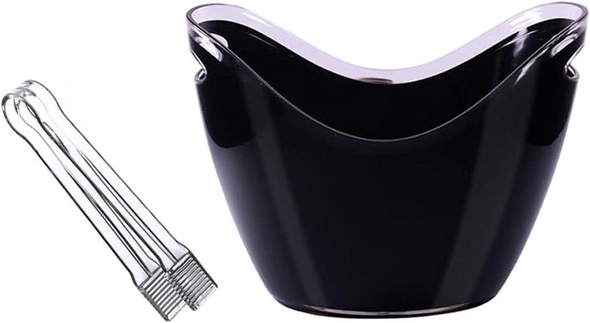 Ijsemmer met tang - Koeler Kuip - Dranken Koelen - Grote capaciteit - 8 Liter - Zwart