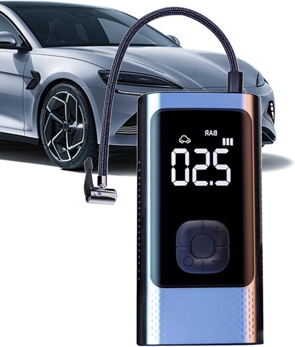 Draagbare Luchtpomp - Automatische Bandenpomp - Bandenspanning Controleren - Draadloos LCD Display - 19.9 x 14.3 x 9.6 cm - Zwart