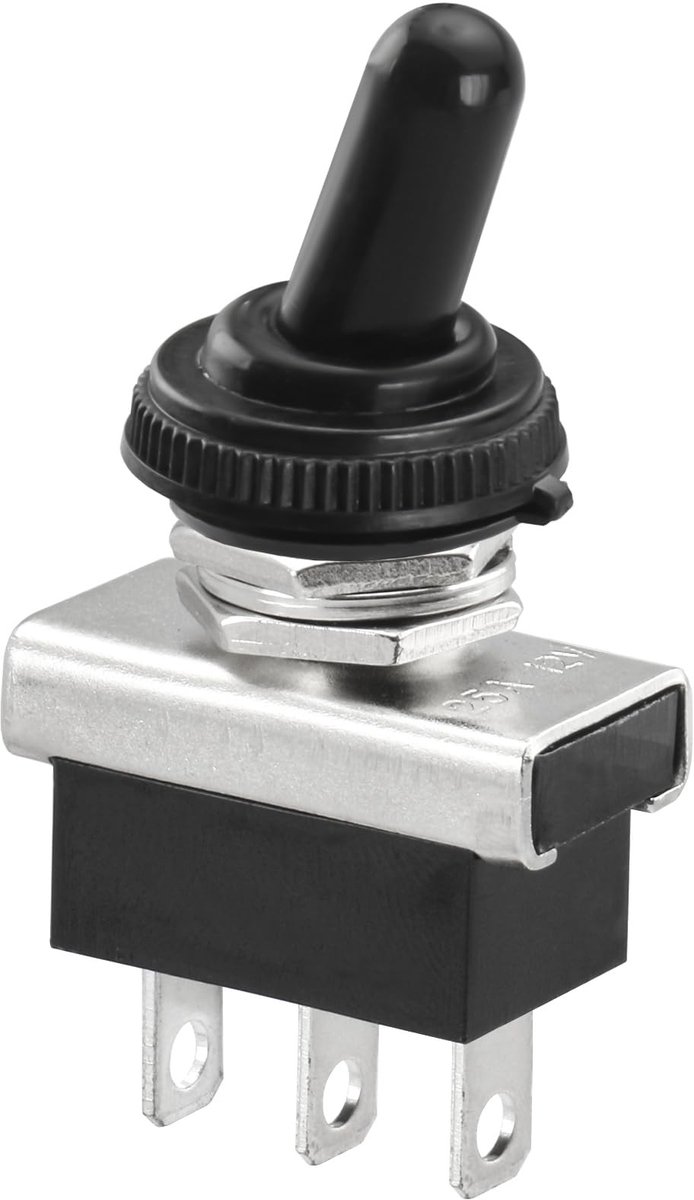 aladdien - Tuimelschakelaar - Waterdichte metalen schakelaar - 12V 25A - aan/aan - 2-polig - Geschikt voor auto en machine - Model KN3D-102