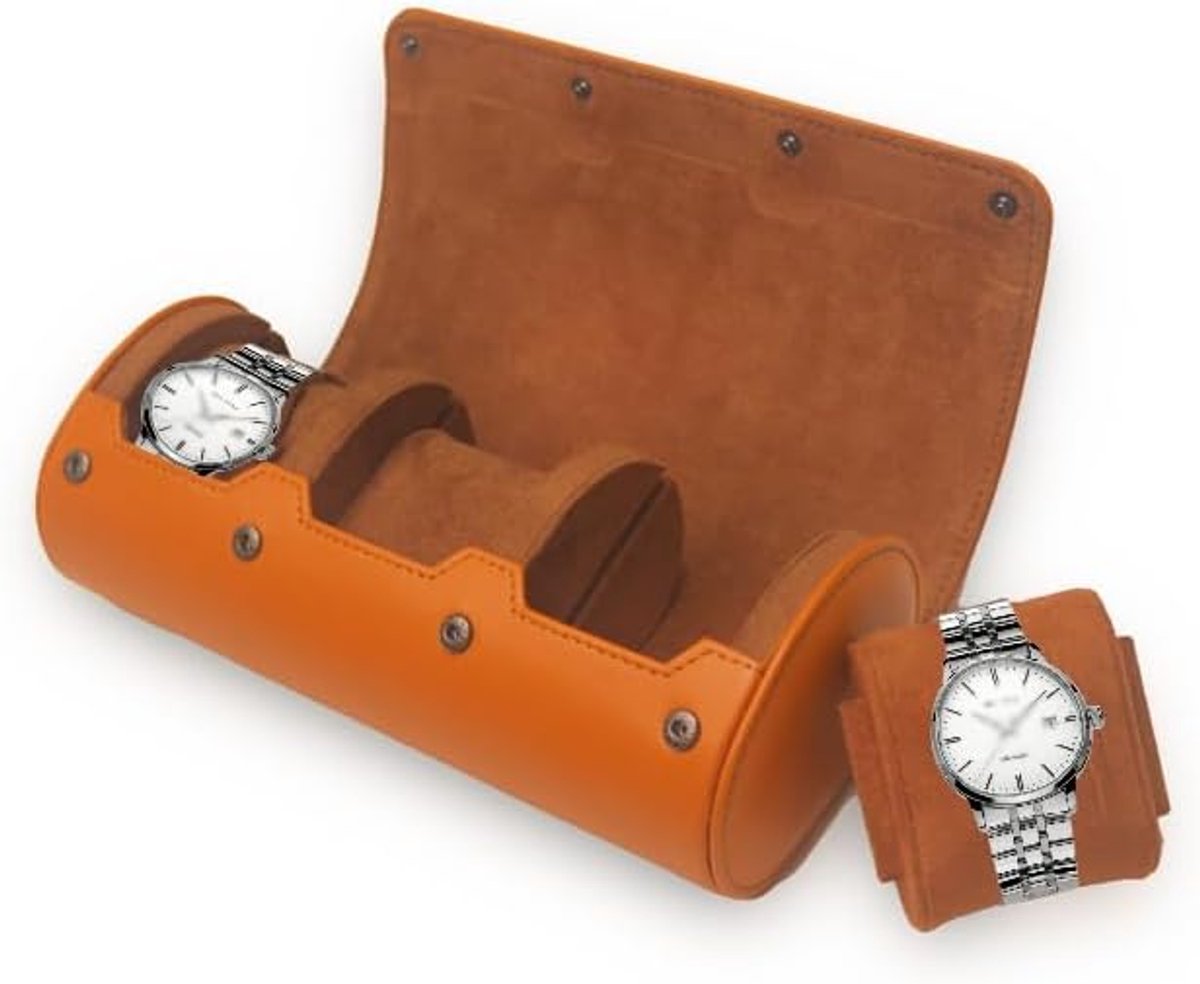 Horloge opbergdoos - Draagbare organizer - Luxe horloge rol reisetui - Geregeneerd leer - Unisex horloge opberg- en displaydoos