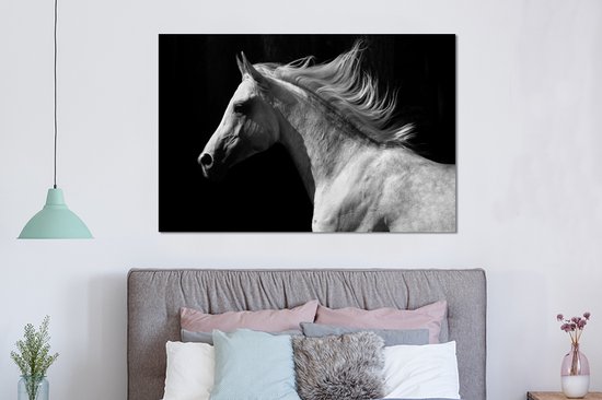Décoration murale Métal - Peinture Aluminium Industrielle - Paarden - Animaux - Portrait - 150x100 cm - Dibond - Photo sur aluminium - Décoration murale industrielle - Pour le salon/chambre