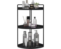 Dorhors 3-Tier Corner Bathroom Counter Organizer, Skin Care Organizers and Storage, Makeup and Cosmetic Storage Organizer, Wooden Kitchen Sink Organizer for Kitchen, Bathroom, Dresser (Black)