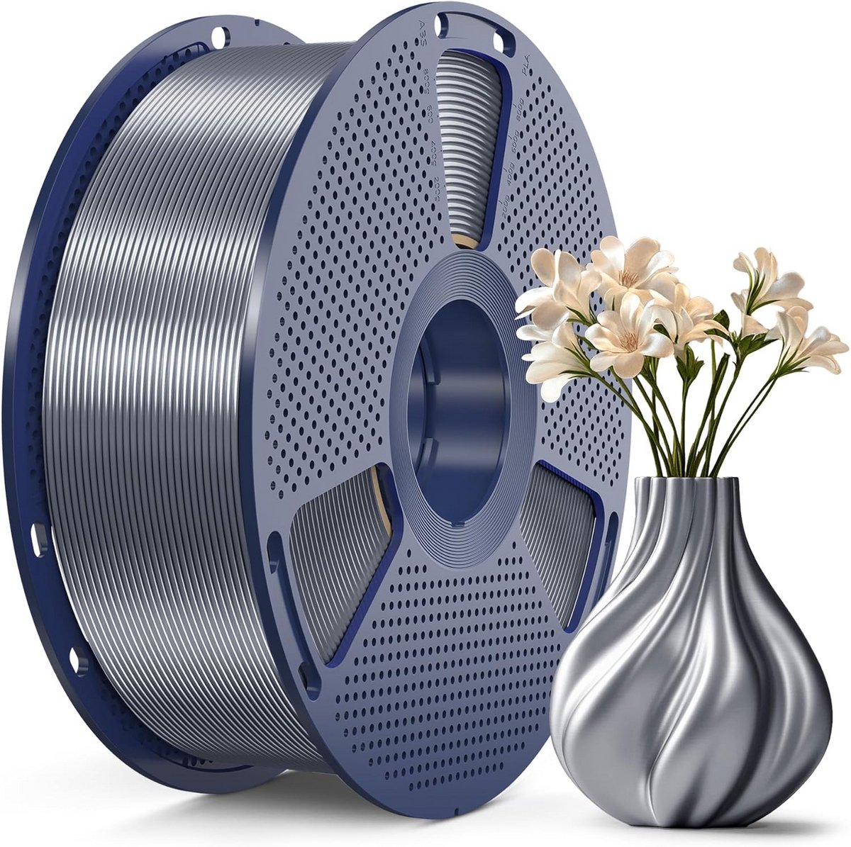 Sterk PLA+ Zijdeglans Filament 1,75 mm voor 3D-printer, 1 kg, Grijs