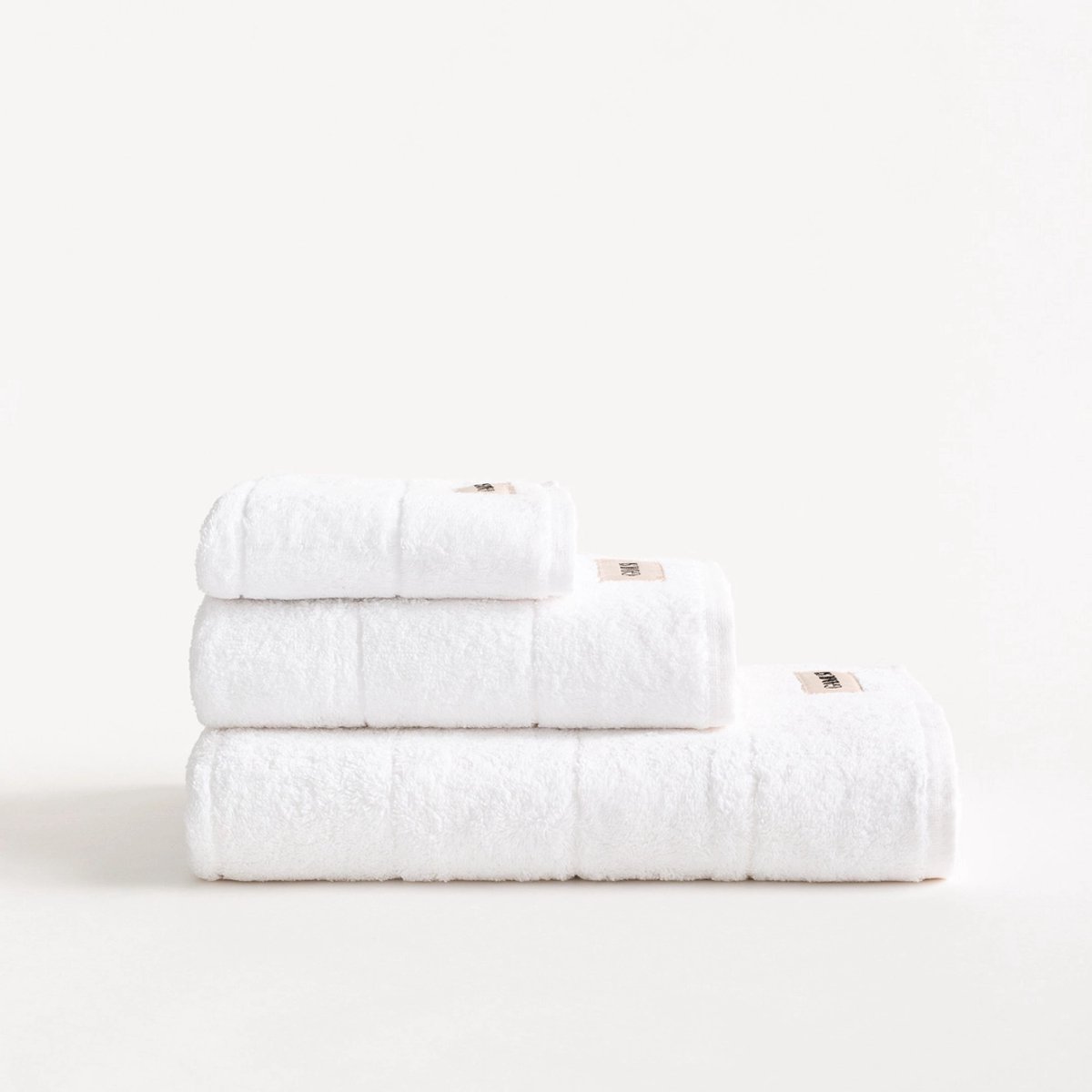 GAMUSI Set van 3 Badhanddoeken TERRY – 100% Katoen Badstof – OEKO-TEX – Blanco Wit – 30x50 / 50x100 / 70x150 cm - Douche-set