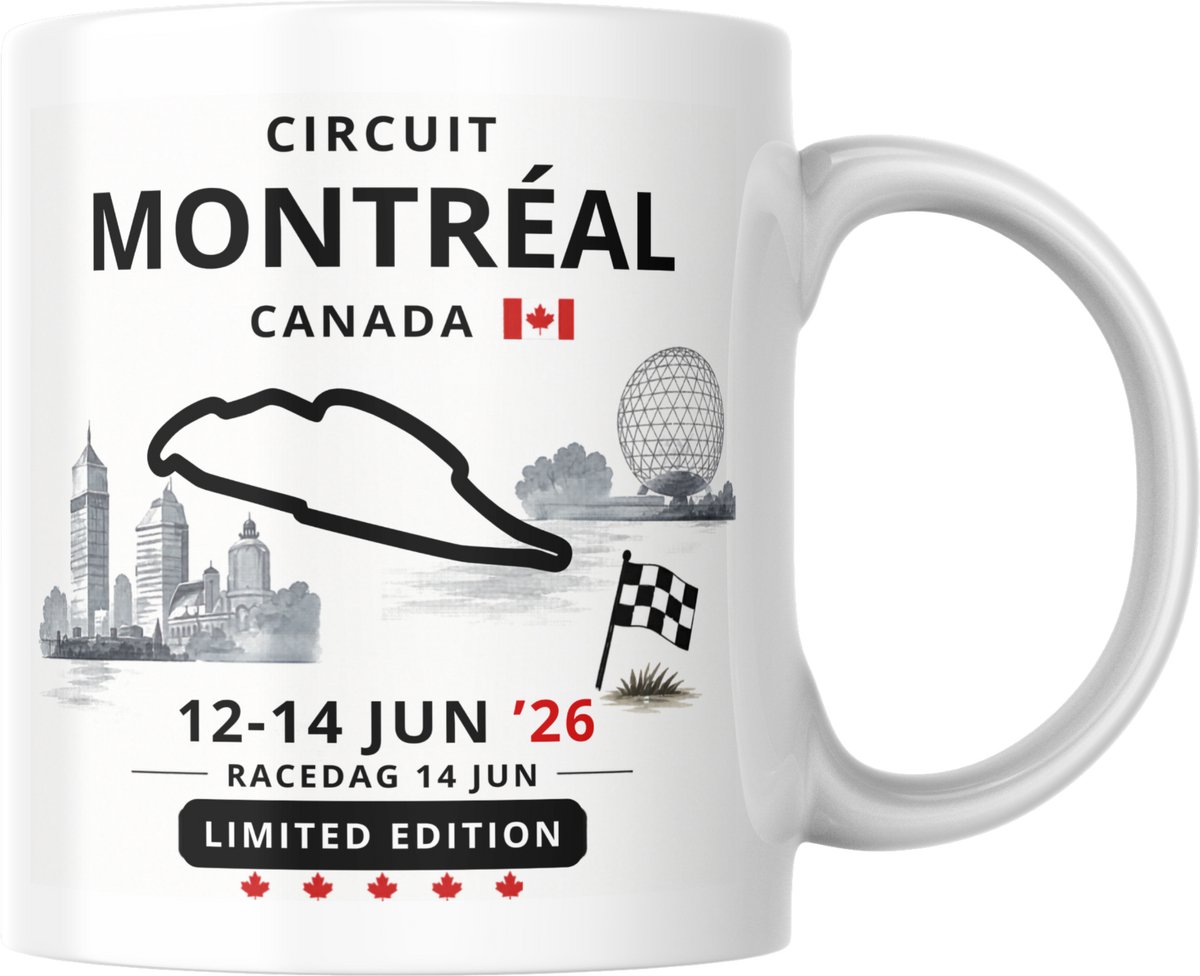 Hip met Pit Creaties - F1 Mok Montreal 2026 - Formule 1 Circuit Mok - Grand Prix Montreal 22-24 MEI '26 - Racedag 24 MEI - F1 Cadeau - Limited Edition Racefan Merchandise