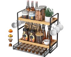 Koffie Station Organizer met Pod Houder en Lade, Keuken Aanrecht Organizer, Koffie Bar Accessoires Station met Koffie Pod opslag, Koffie Organizer