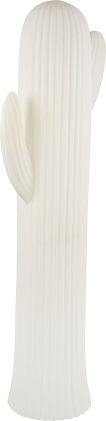 Witte cactuslamp met ribbeldetails en twee armen.