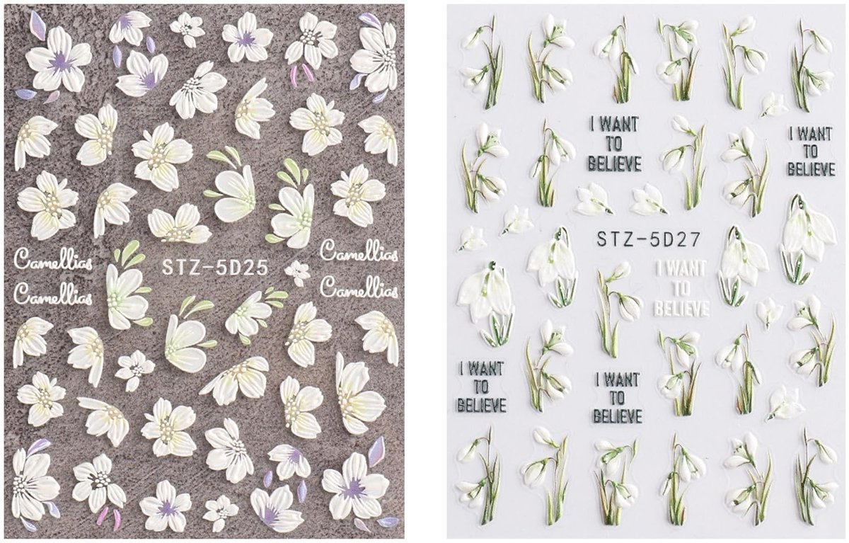 aladdien - 3D nagelstickers - Lente bloemen - Zelfklevende nagelaccessoires - 2 vellen - Nail art stickers - Voor stijlvolle nageldesigns - Perfect ..