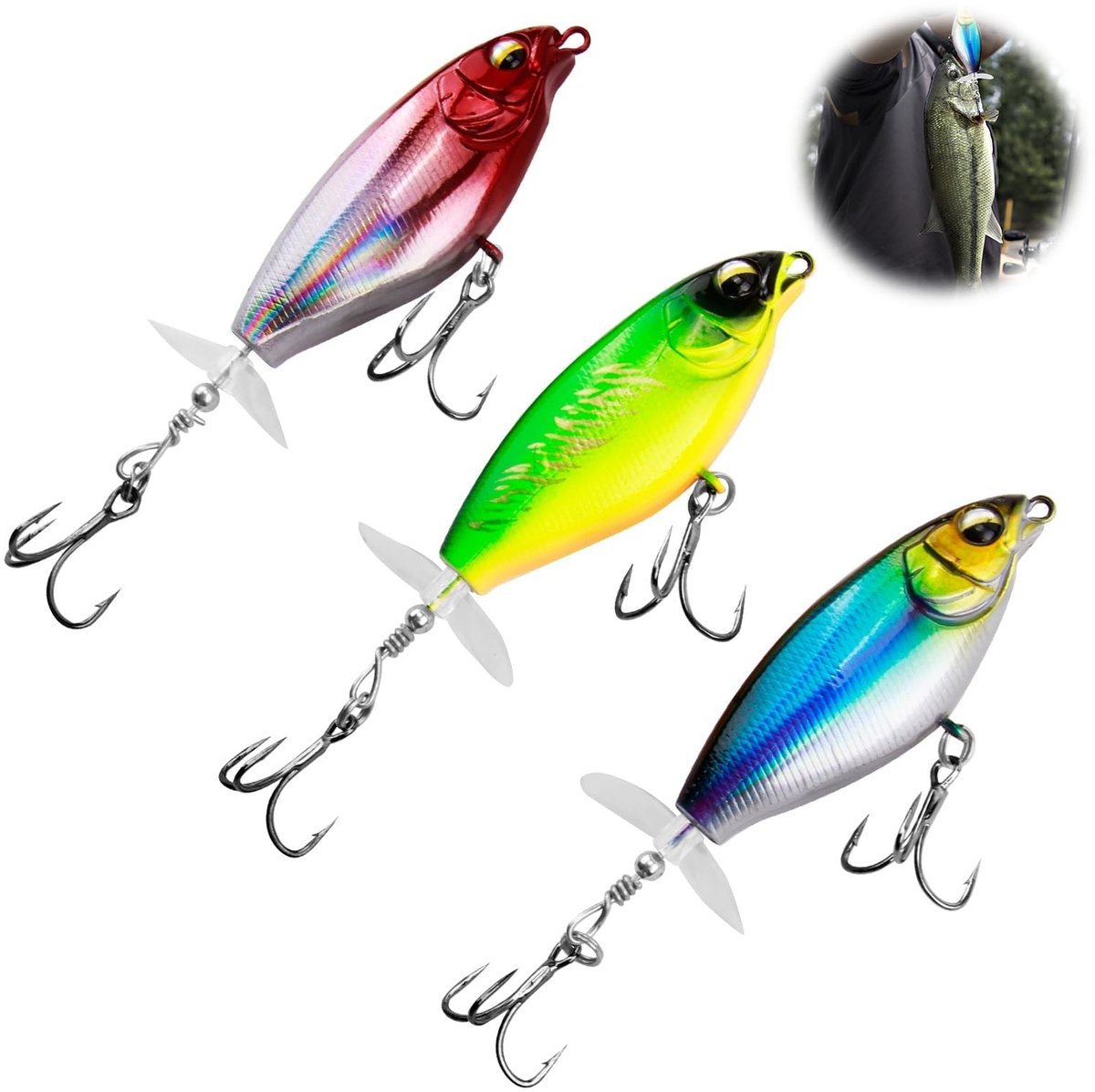 aladdien - Topwater kunstaas - Baarsaas - Robuust en effectief - 17,6 x 14,4 x 2 cm - Roofvissen - Ideaal voor zwarte baars - 40 g