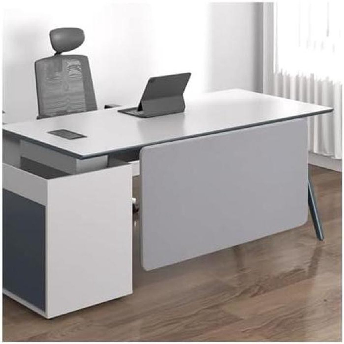 Akoestische Scheidingswand - Bureau Scherm - Meer Concentratie - Krasbestendig Oppervlak - 160x50 cm - Lichtgrijs