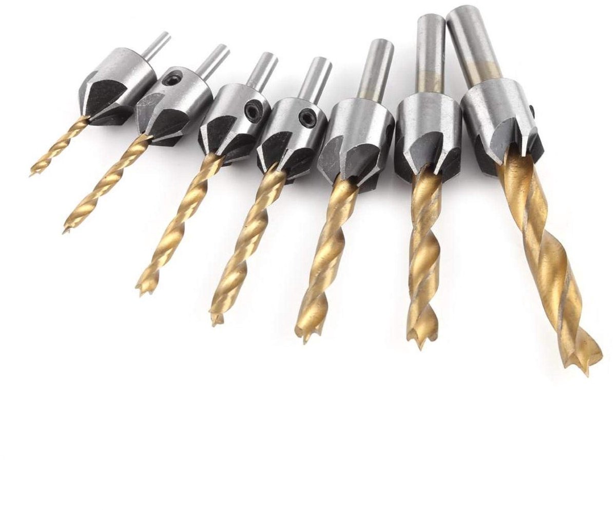 aladdien - Countersink Boor Set - 7-delige set van koolstofstaal - Voor precisie houtbewerking - Inclusief inbussleutel - Duurzaam en scherp - Gesch...