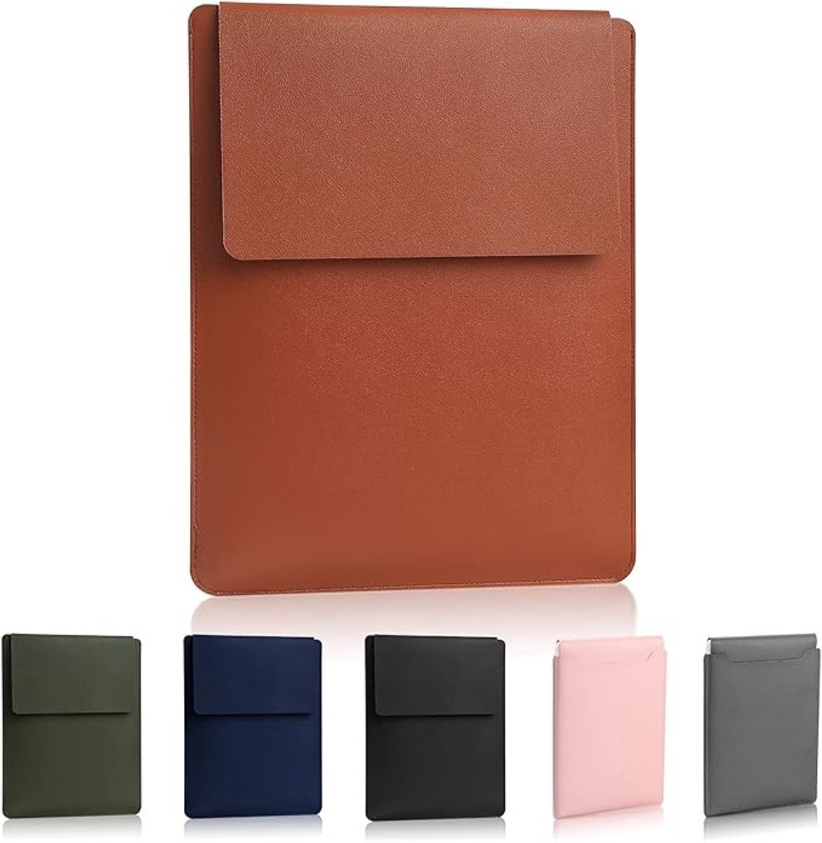Gewatteerde Laptophoes 13-14 inch - Bruin Kunstleer