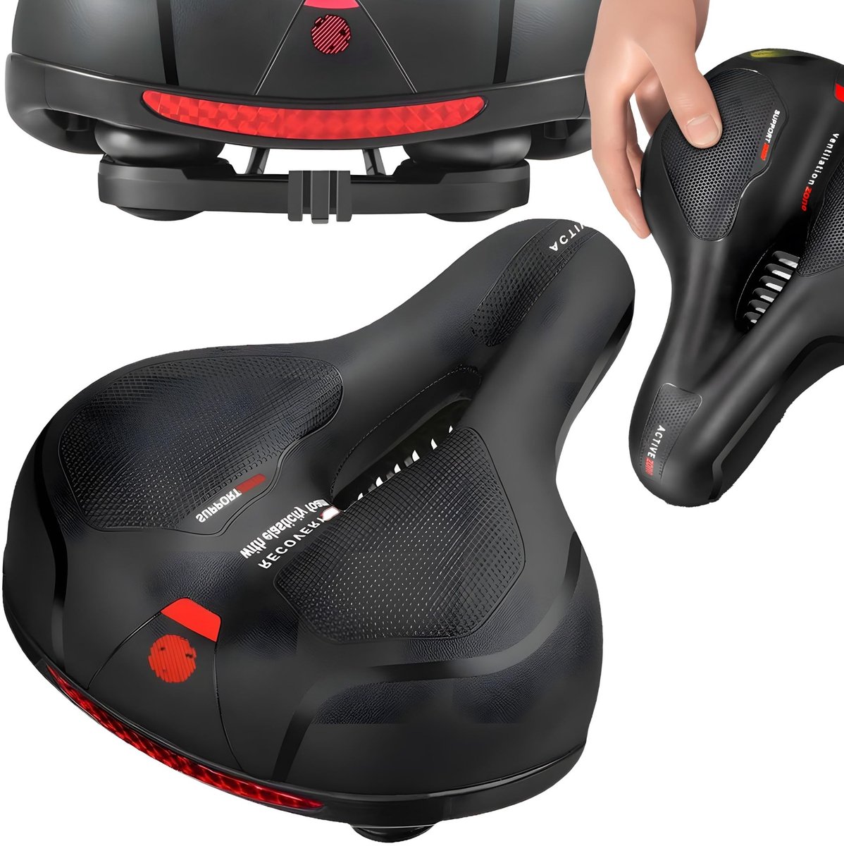 Retoo Fietszadel - Ergonomisch met Geheugenfoam en Waterdichte Dekking