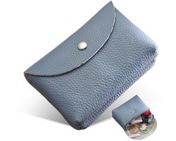 Dames Portemonnee - Portemonnee - Leren mini portemonnee - Ritsportemonnee - Portefeuille dames - Dubbele laag met drukknoop en rits - Creditcardhouder - Pasjeshouder - Portemonnee - Zacht Kunstleer - Cadeaus voor Dames - Cadeau voor mama - Blauw