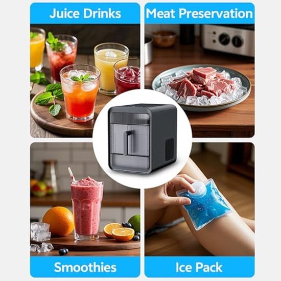 Draagbare ijsblokjesmachine - IJsmaker aanrecht - Drankjes Koelen - Zelfreinigende functie - 15 kg per dag - Zilver — afbeelding 4