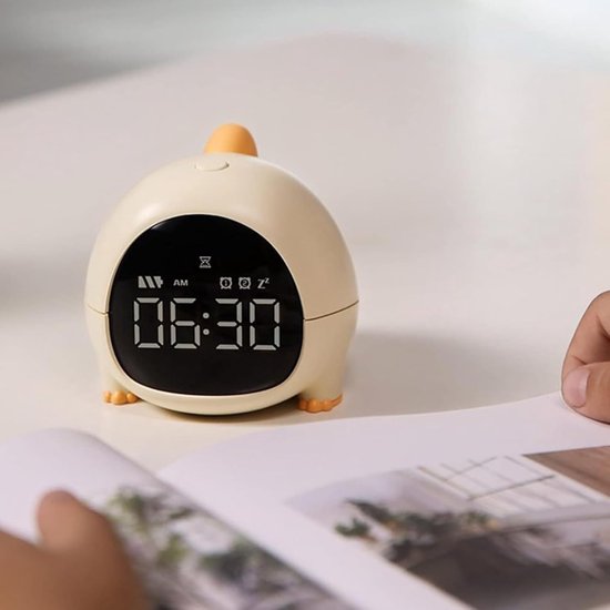 Dinosaurus wekker - Digitale klok - Kinderkamer decoratie - USB oplaadbaar - 10 cm breed - Geel — afbeelding 5