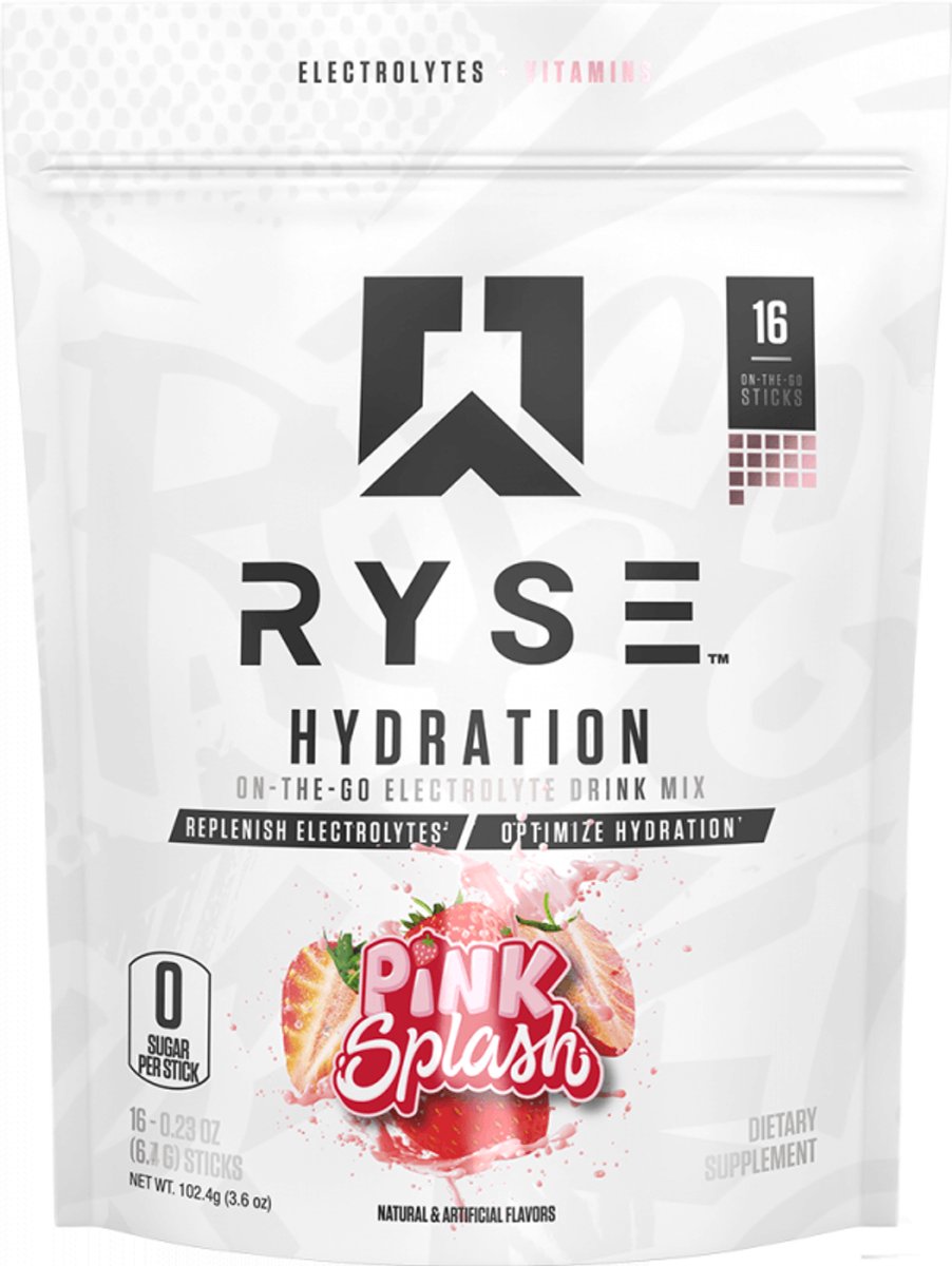 RYSE Hydration Sticks (16 Serv) Pink Splash - Intra- & Post-Workout - Intra-Workout
